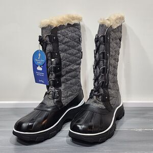 Jambu Black and Gray Quilted Winter Boots